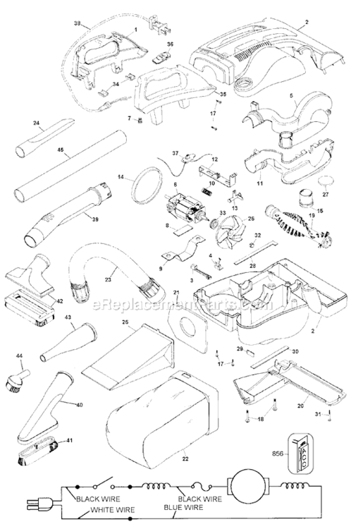 Page A Diagram and Parts List for AC8300 Type 1 Black and Decker Upright Vacuum